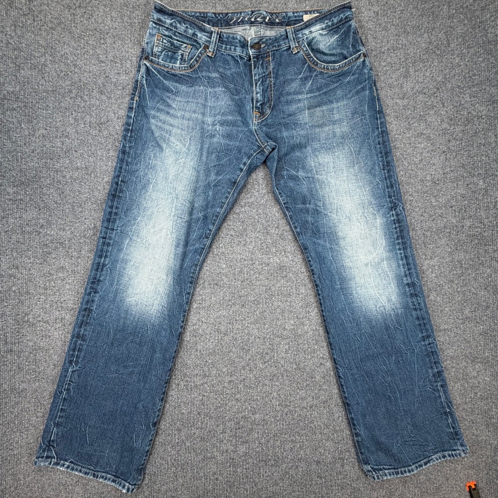 Mavi Josh Jeans Men 38x32 (Fits 37x31) Blue Low Rise Easy Bootcut Distressed Y2K